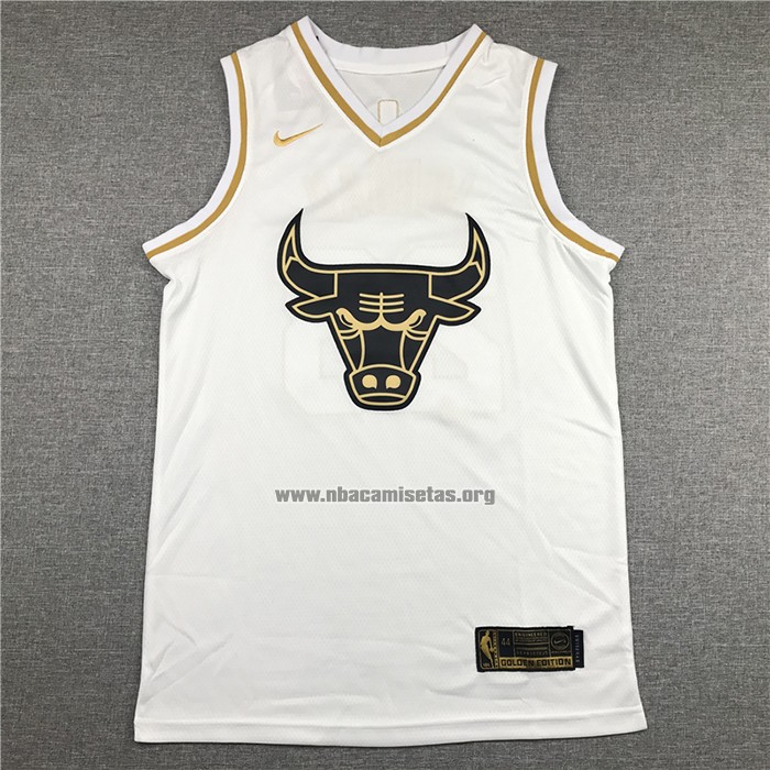 Camiseta Golden Edition Chicago Bulls Michael Jordan NO 23 Blanco